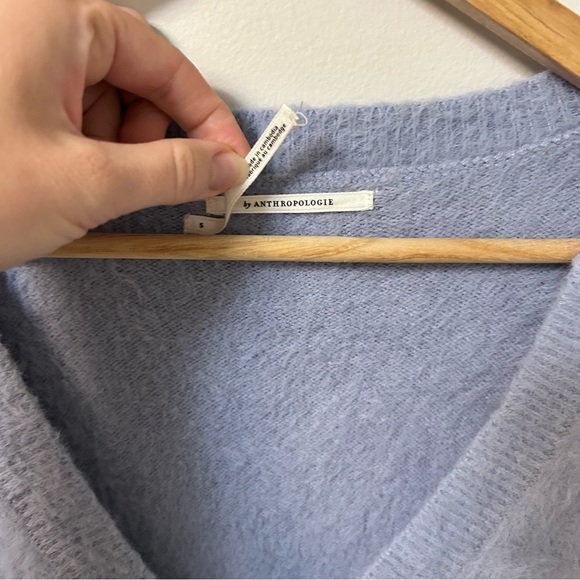 Anthropologie Fuzzy V‑Neck Sweater, Periwinkle Blue, SZ S - Picture 3 of 7